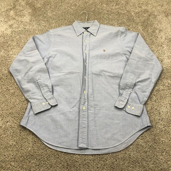 Ralph Lauren Polo Shirt Adult 15 1/2 34 35 Blue Oxford Classic Fit Button Up - Picture 1 of 8